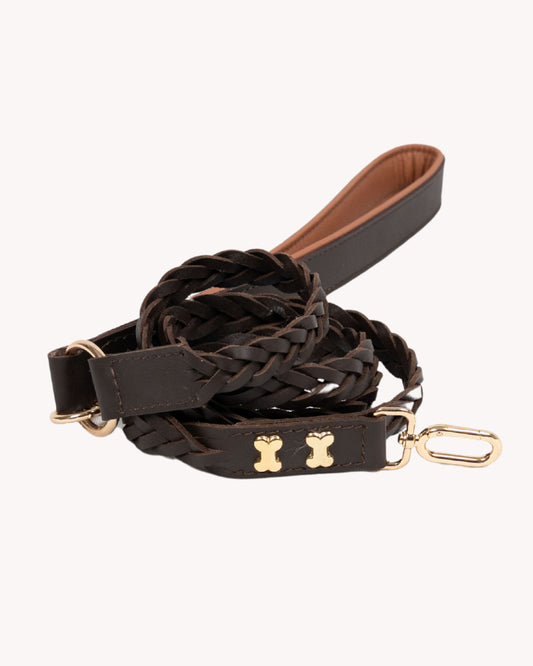 The Braid Leash- Cocoa Brown